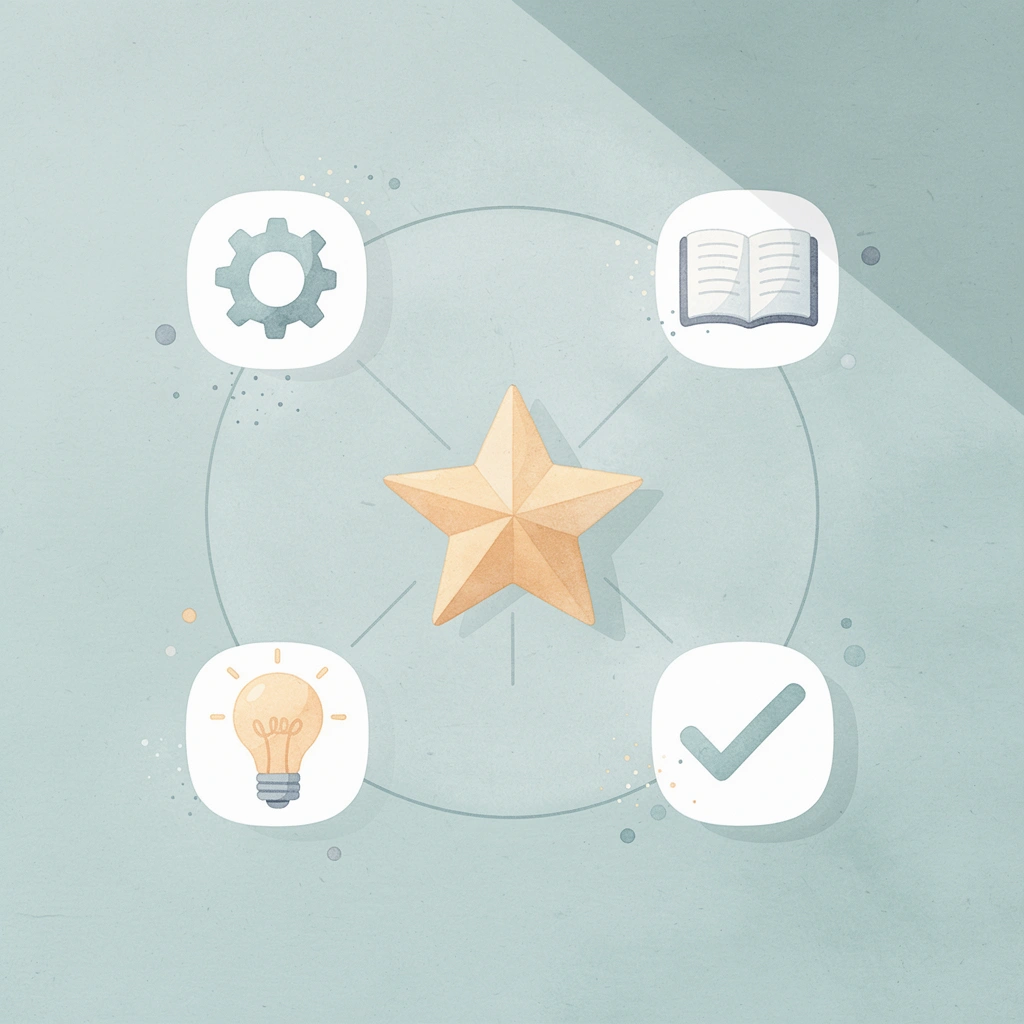 Central gear icon connected to calendar, payroll, attendance, and records icons showing integrated HR workflows